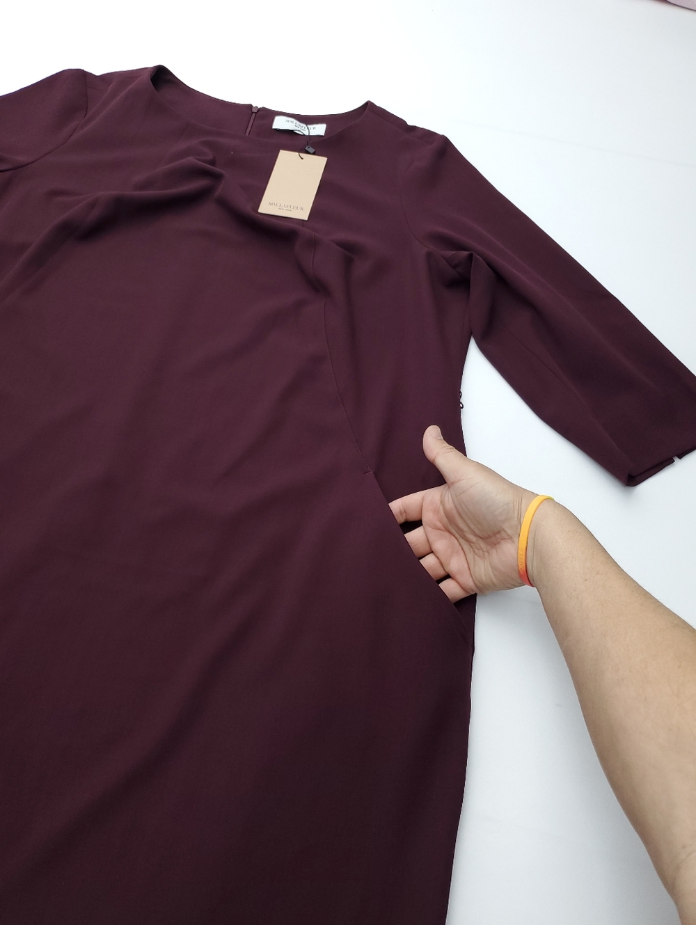 NEW MM. Lafleur Etsuko Claret Midi Dress Burgandy/maroon 3/4 Sleeve Office Sz +3 - Picture 8 of 15